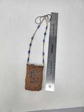 Load image into Gallery viewer, Small pouch w/Russian blue (light blue) beads by Donna Cranmer
