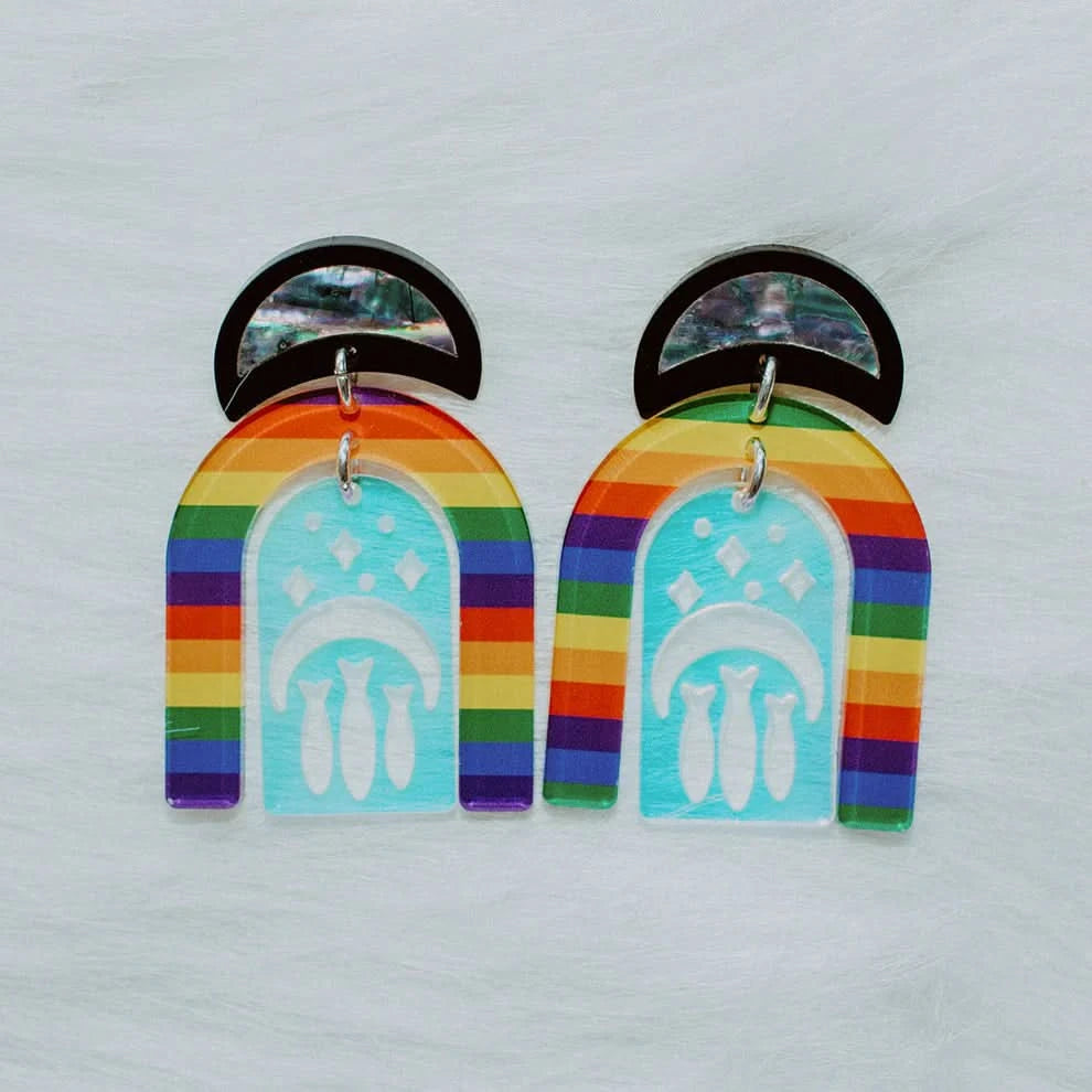 Pride Medium Rainbow earrings by Copper Canoe Woman