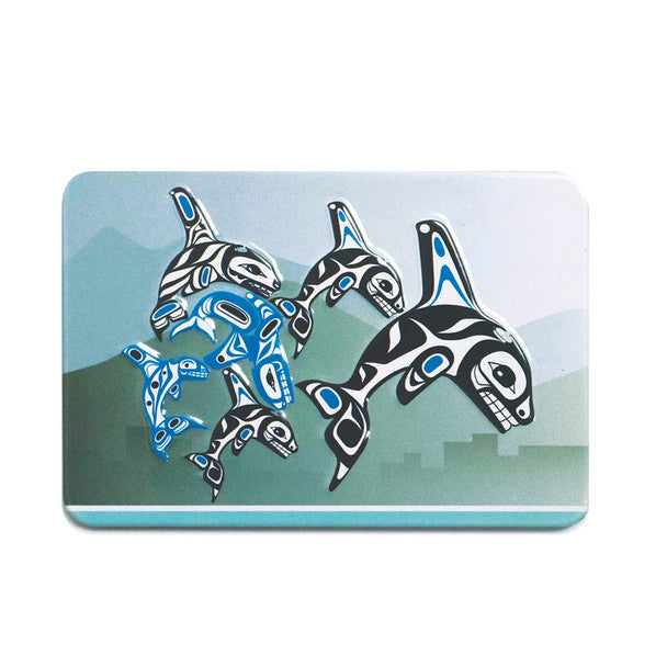 Embossed Metal Magnet - Orca Family by Paul Windsor