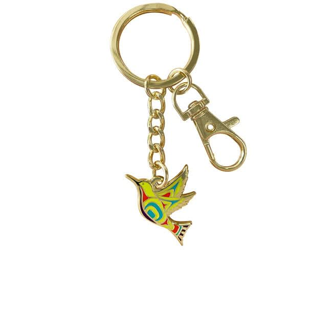 Enamel Keychain - Hummingbird (Green/Blue)